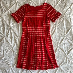 Bordeaux Scalloped Striped Dress